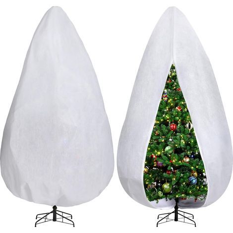 Vertical storage bag for Christmas tree - Adjustable cover - Non-woven dust bag - White - 0.8 x 0.6 m. (1/5)