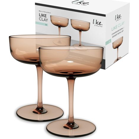 Coupe À Champagne/Dessert, Ensemble De 2 Pièces, Verre Coloré Marron, Contenance 100 Ml (1/5)