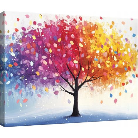 Peinture Murale sur toile arbre coloré pour chambre salon cuisine 40x30 (1/3)