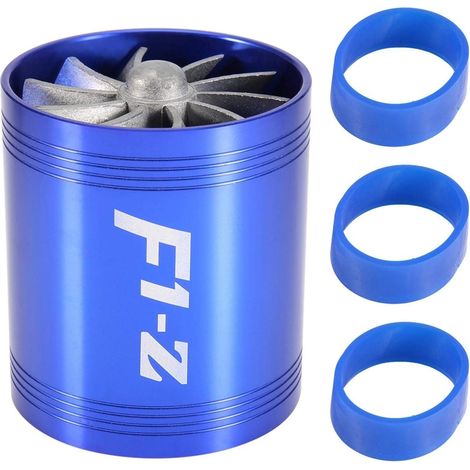 Turbonator d'admission d'air, Turbonator d'admission d'air de voiture Turbine à double ventilateur Super chargeur Économiseur de carburant à essence (Bleu) (1/5)