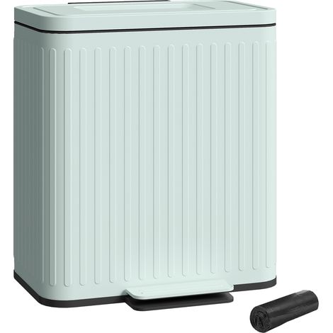 40L Green Dual Compartment Trash Can with Soft-Close Lid for Efficient Waste Separation