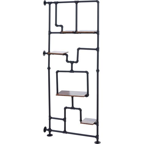 Séparateur de piéce avec étagére HWC-P10, étagére de salon, étagére de rangement, métal industriel m (1/5)