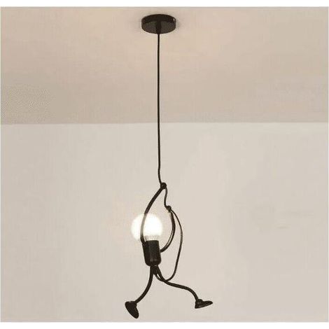 Moderne, kreative Pendelleuchte aus Eisen mit Cartoon-Motiv, ideal für Kinderzimmer, Nachttisch, Wohnzimmer, Dachboden, TRIMEC Schwarz (1/2)