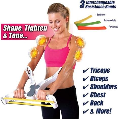 Wonder Arms, Appareils Bras Entraînement Équipement Avant Bras Exerciceur, Arm Upper Body Workout Machine avec 3 Bandes Blanc
