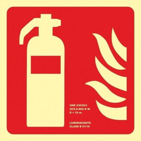 Señal de Extintor (Sin Texto) luminiscente SEKURECO 630 x 630 mm CLASE B (PVC 0'7mm)