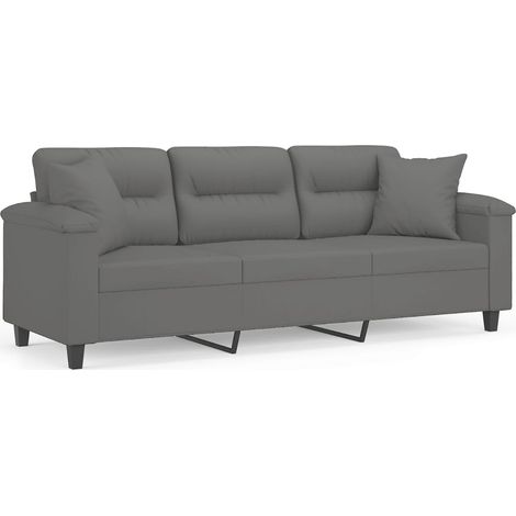 Canapé 3 places,Sofa pour Salon,Banquette avec oreillers gris foncé 180 cm CFW691860 (1/5)