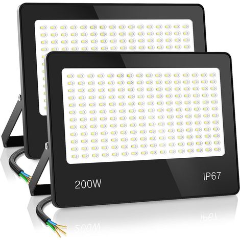 2 Pieces LED Floodlight 300W 30000LM 6500K IP67 192 LED Outdoor LED Spot Light, Cool White, IP67 Waterproof, for Terrace, Garden, Patio, Garage, Parking (1/5)
