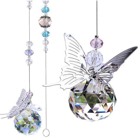 Attrape-soleil en cristal prismatique arc-en-ciel, boule suspendue pour fenêtre, jardin, papillon, décoration intérieure, cadeau - 25 cm (1/5)