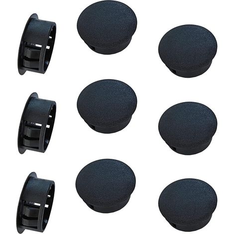 10er-Packung 20-mm-Kunststoff-Lochstopfen, Bohrlochstopfen, Schwarz, Dekorative Abdeckungen für Schubladen, Schränke, Möbel