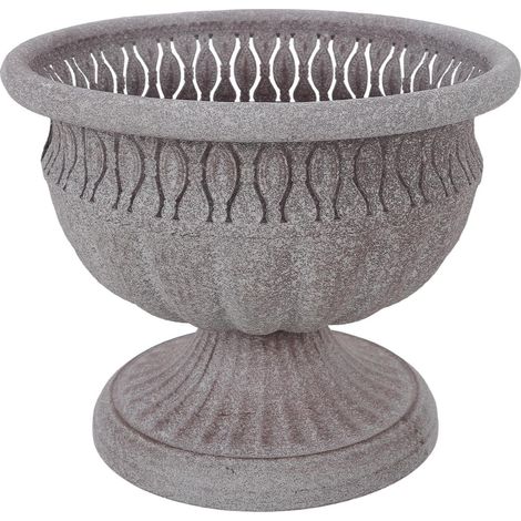 Urne Décorative Vintage en Métal Gris Cendré Grand Pot à Large Ouverture pour Jardinière et Vase à Fleurs Ornemental Style Campagnard Décoration Intérieure et Extérieure Jardin (1/5)
