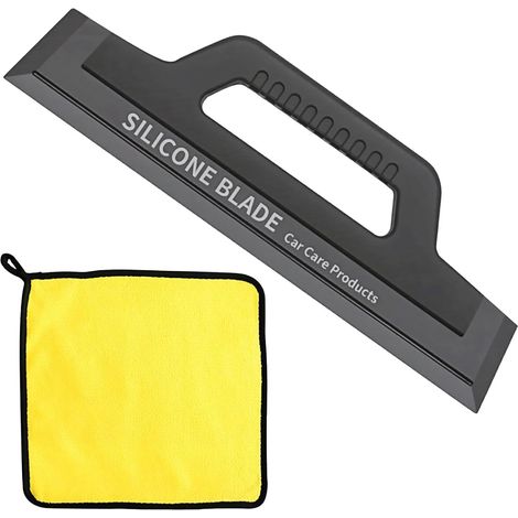 Raclette en Silicone pour Voiture, avec Chiffon en Verre de Carbone, Raclette à Vitre Voiture pour Nettoyage Fenêtres Miroirs et Vitres Pare Brise de Voiture,29.5cm (1/5)