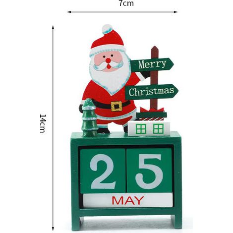 Calendrier En Bois - Décoration De Bureau Et Fenêtre Pour Noël Et Nouvel An - 7,3 x 14 cm - 1 Pièce (1/5)