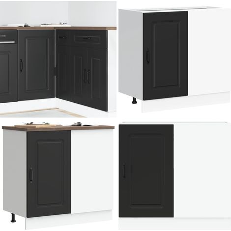 Armario bajo de cocina "Kalmar" de madera de ingeniería negra - Armario cocina - Almacenamiento cocina