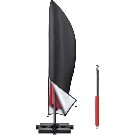 BROSYDA Custodia protettiva per ombrellone con asta, copertura Banana Cantilever, con chiusura lampo, impermeabile, traspirante, tessuto Oxford nero, per ombrellone esterno, 265 x 40/70/50 cm (1/3)