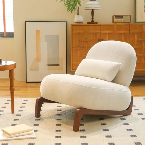 Set di 2 poltrone senza braccioli, velluto bianco, gambe in legno, 86,9 x 72,2 x 69,9 cm (1/5)