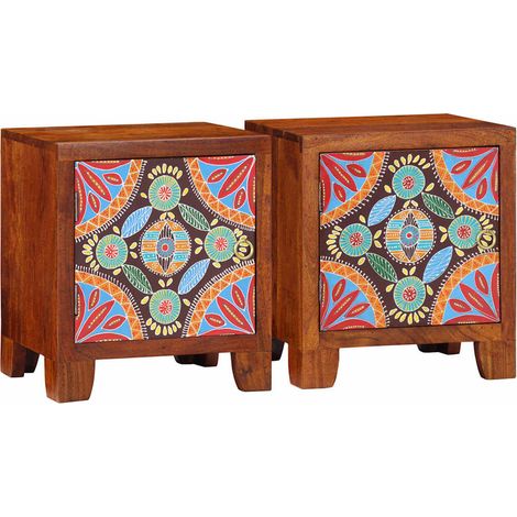 Mesita de noche 2 uds 40x30x45 cm madera maciza de acacia