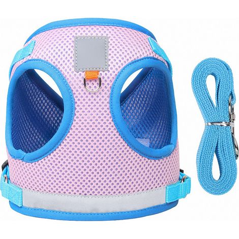 Hundegeschirr mit reflektierender Leine, weich, atmungsaktiv und verstellbar, Sicherheitsweste für Haustiere, ideal für Spaziergänge im Freien, rosa, Größe M. (1/5)