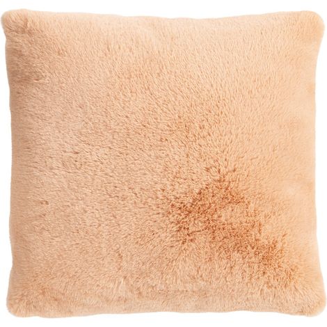 Joy - coussin - en fausse fourrure - 48x48 cm - corail (1/4)