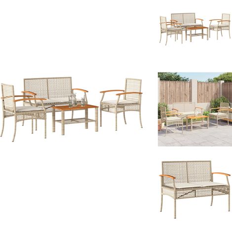 Salon de jardin avec coussins 4 pcs beige résine tressée - Ensemble Salon De Jardin - Mobilier De Jardin - Salon Extérieur - Table De Jardin - Chaises De Jardin (1/5)
