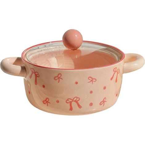 Keramik-Schüssel für Instantnudeln mit Deckel, elegante Instant-Nudelschüssel mit zwei Griffen, Deckel und großem Fassungsvermögen (1/5)