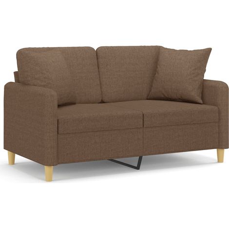 Maison Exclusive - Canapé 2 places avec oreillers décoratifs marron 120 cm tissu (1/5)