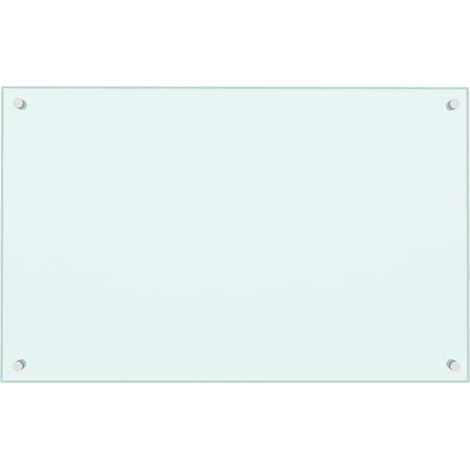 vidaXL Protección salpicaduras cocina vidrio templado color leche 80x50 cm (1/2)