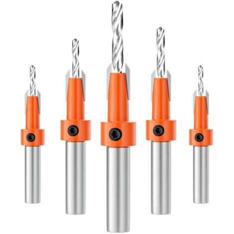 5 punte da trapano per legno HSS da 10 mm a testa svasata, fresa conica, gambo esagonale per lavorazioni del legno precise e veloci (1/4)