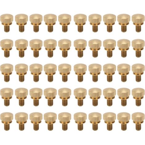 50 vis moletées plates à tête ronde en cuivre pur antidérapantes pour fournitures industrielles (M5 x 8 mm) (1/5)