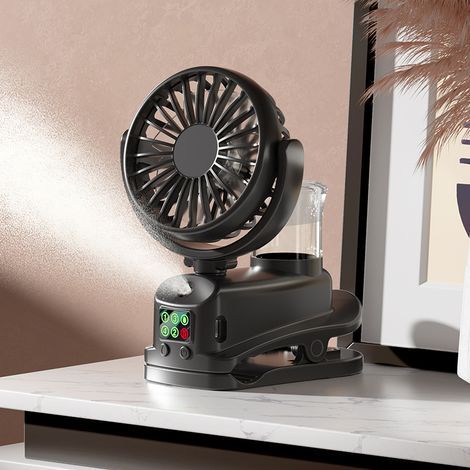 Ventilateur à pince avec brumisateur, ventilateur hydratant à pince, affichage numérique, ventilateur à pince multifonctionne(Y007) (1/2)