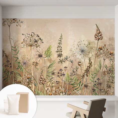 Papier peint avec colle pour décoration moderne de salon chambre à coucher cuisine et bureau Facile Fleurs rustiques 152x104 cm (1/5)