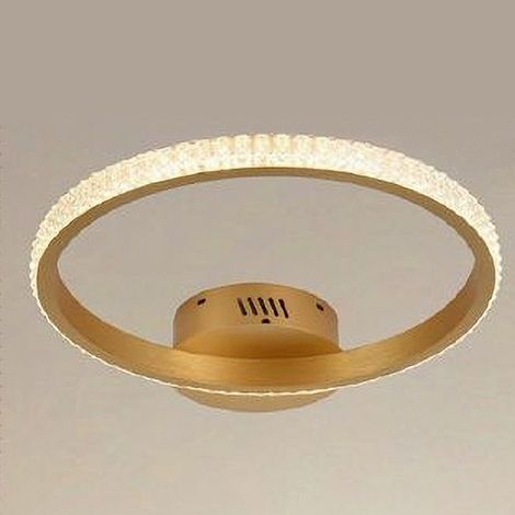 TrAdE Shop Traesio - Plafoniera Led 28w Oro Cerchio Effetto Cristallo Luce Calda Naturale Fredda 31760 - (1/3)