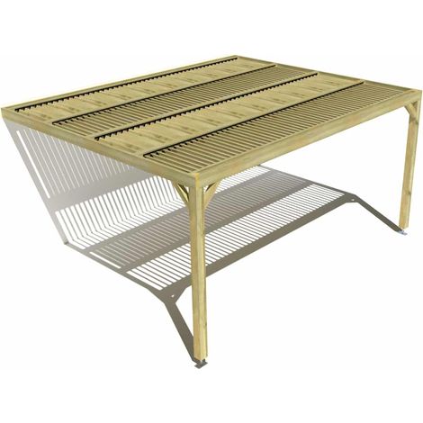 Pergola bois • 5m x 4m • adossée • sens largeur • lames orientables bioclimatiques incluses • livraison comprise (1/3)