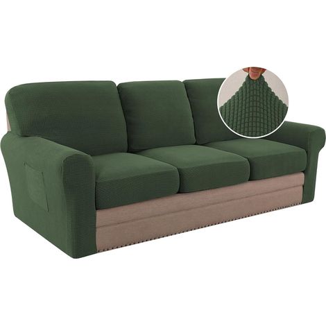 Stretch Sofa Cushion Cover with Separate Cushions, Backrest Covers, Furniture Protective Cover, Seat Cover, 2 Bonus Armrest Covers (Sofa/8 pieces, Patina) (1/5)