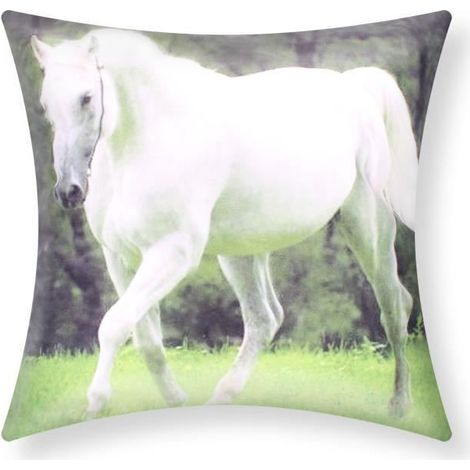 Housse de coussin - AVIZAR - Lot de 2 - 40x40 cm - Motif Cheval - Multicolore (1/5)