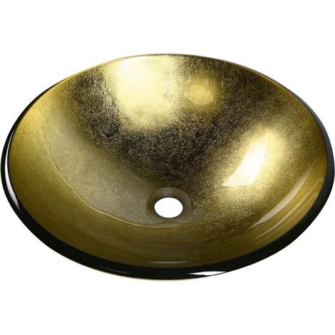 Sapho Beauty - Lavabo sobre encimera, diámetro 42 cm, cristal/oro 2501-22 (1/5)
