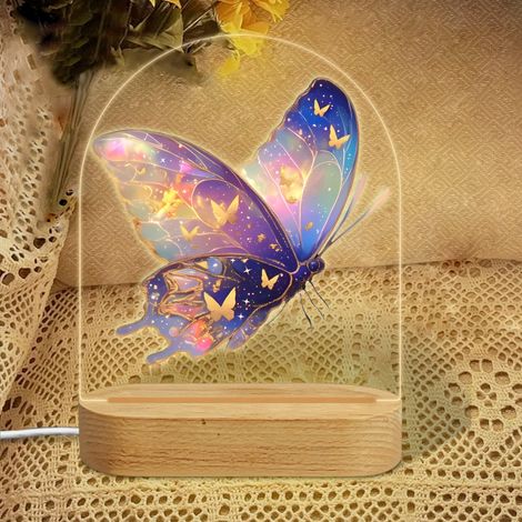 Veilleuse en forme d'arc avec papillon céleste irisé Lampe LED 7 couleurs Décoration chambre enfant Cadeau naissance (1/5)