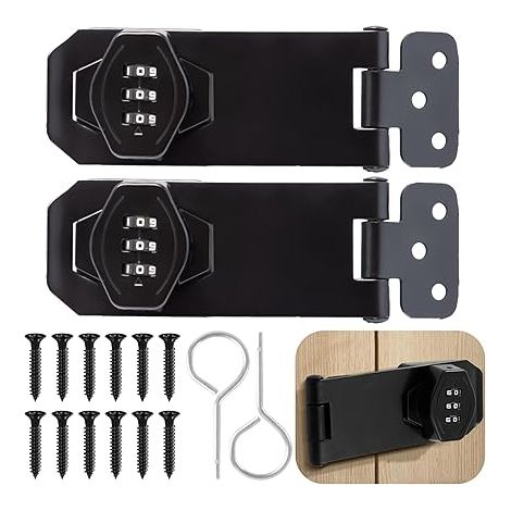 2 Pièces Serrure à Combinaison Verrou de Porte à Code 4 Pouces Loquet de Verrouillage à Combinaison Verrou à Combinaison avec Vis Serrure a Code à 3 Chiffres pour Porte Armoire Boîte (Noir) (1/5)
