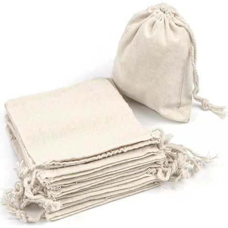 Lot de 50 sachets en coton naturel 7x9cm – Cordon de serrage – Pour rangement et sachets cadeaux personnalisés-Karteo
