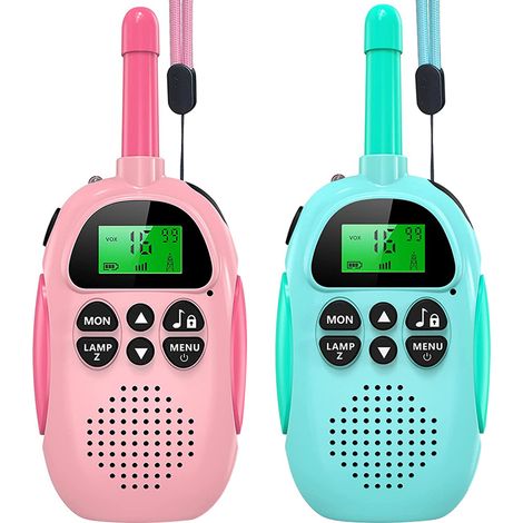 Lot de 2 talkies-walkies rechargeables pour enfants - Cadeau idéal pour Noël ou un anniversaire, avec lampe torche intégrée, pour les activités de plein air, le camping et la randonnée.