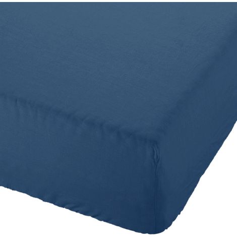 Drap housse Azur en percale de coton 80 fils 90 x 190 x 30 cm (1/2)