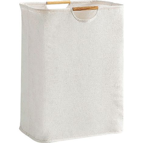 Grand panier à linge pliable et imperméable avec poignée en bois pour la maison et la salle de bain, longueur 56 cm. (1/5)
