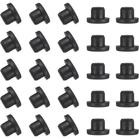 Lot de 25 s en silicone en forme de T, diamètre 13,5 mm, s élastiques étanches en silicone réutilisables, s solides à trou rond pour tuyaux, noir (1/4)