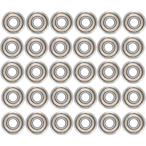Lot de 30 roulements à billes 608ZZ – Acier au carbone – Diamètre extérieur 22mm, intérieur 8mm, épaisseur 7mm – Faible bruit, haute vitesse (1/5)