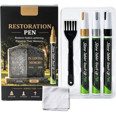 Marqueur de Retouche sur Pierre - Imperméable Résistant Aux UV 3 Couleurs Stylos De Peinture À Forte Couverture Pour Pierre - pour Marbre Céramique Verre Bois Métal (1/5)