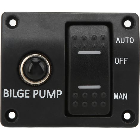 Panneau Interrupteur Pompe de Cale 3 Positions 12V 24V avec Disjoncteur 15A Intégré pour Bateau Yacht Accessoire (1/5)