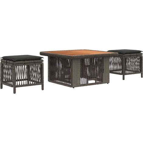 Maison Exclusive - Garten Essgruppe 3 pcs Grau und Dunkelgrau Pol