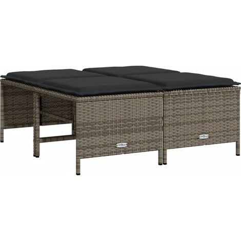 Tabourets de jardin,Repose-pied avec coussins lot de 4 gris résine tressée CFW77993 (1/5)
