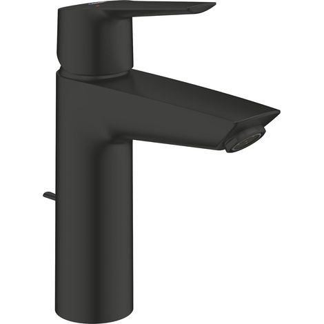1 Mitigeur lavabo, Taille M, Noir mat, céramique 28mm, Limiteur débit 5l/min, Salle de bain