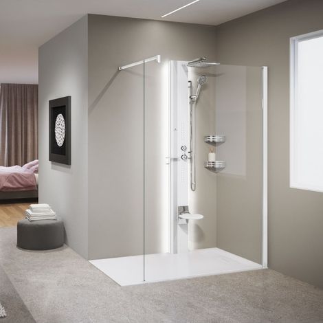 Colonne de douche hydromassante avec LED NOVELLINI LINE 1 blanc 215 cm-Blanc-Blanc-- (1/5)