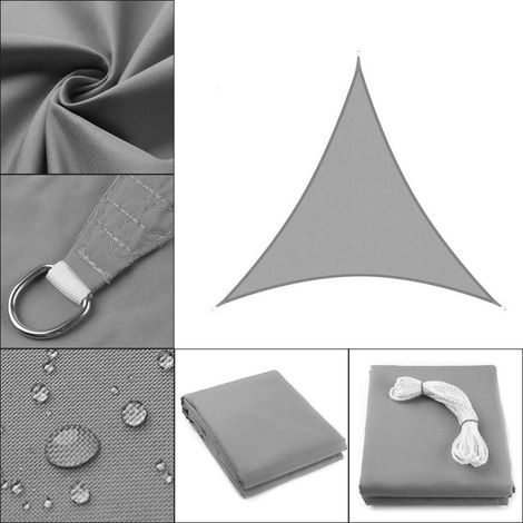 Auvent de voile d'ombrage 4x4x4m pour la protection solaire extérieure Jardin Patio Yard Party étanche Protection solaire Abri Auvent Voile Auvent 90% Bloc UV avec Corde Libre Triangle Gris (1/4)